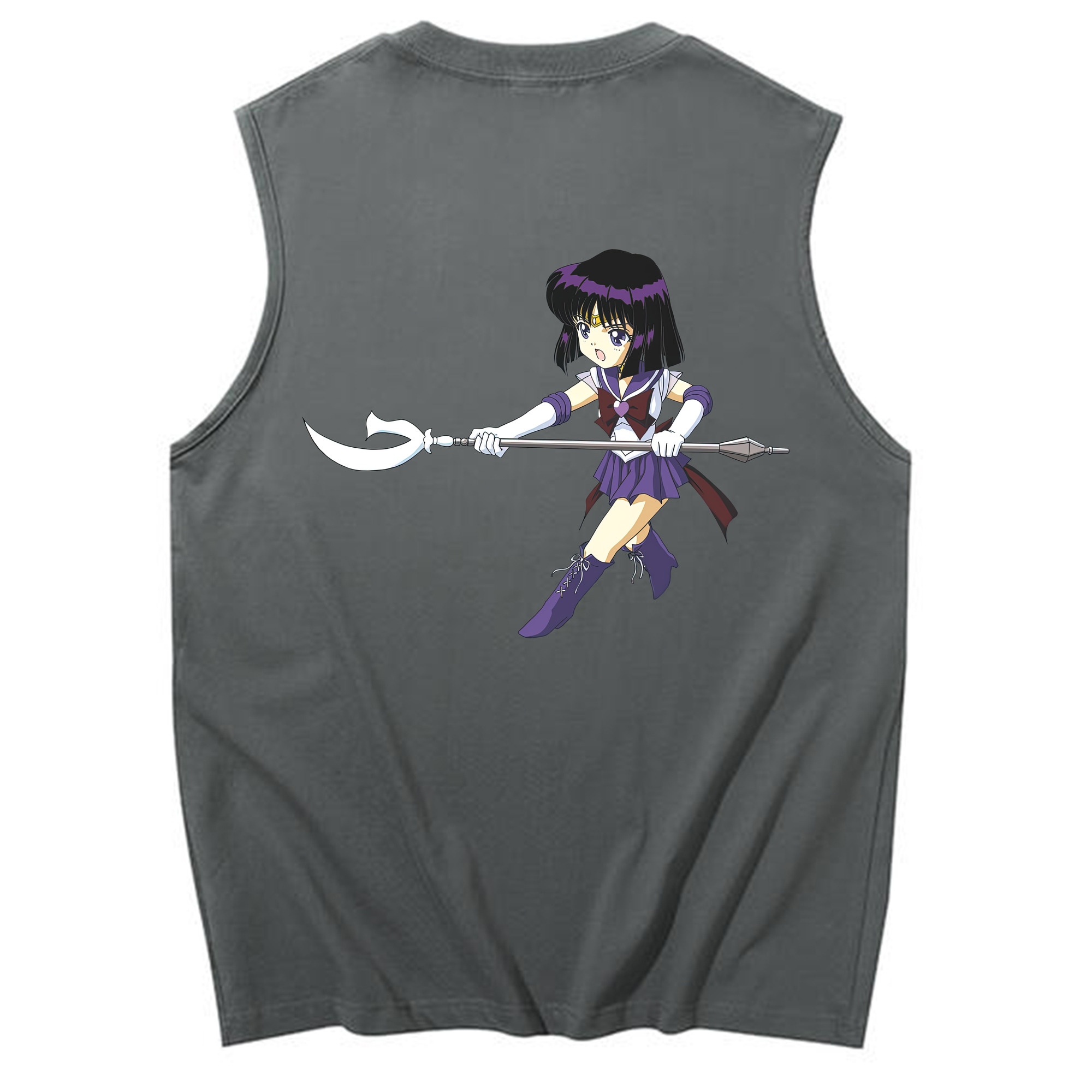 （画像用） 美少女戦士セーラームーン 土萠ほたる Sailor Moon Tomoe Hotaru （セーラーサターン；Sailor Saturn） コットン100％タンクトップ（背面プリント）
